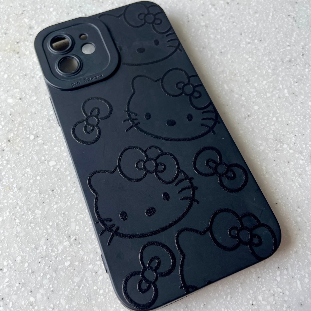 Hello Kitty Black Silicone Phone Case for iPhone 13 iPhone 14 6.1" Sanrio Bow